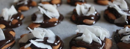 Easy, Healthy and Addictive 3 Ingredient Candy:  Chocolate Almond Coconut Clusters